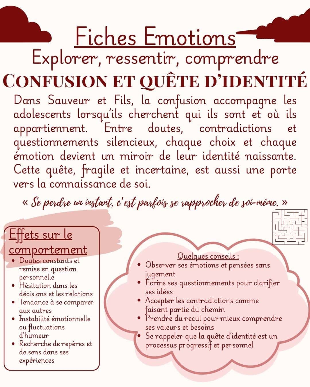 Fiche émotion Confusion et quête d'identité — Sauveur et Fils, Marie-Aude Murail — Maëva Paul