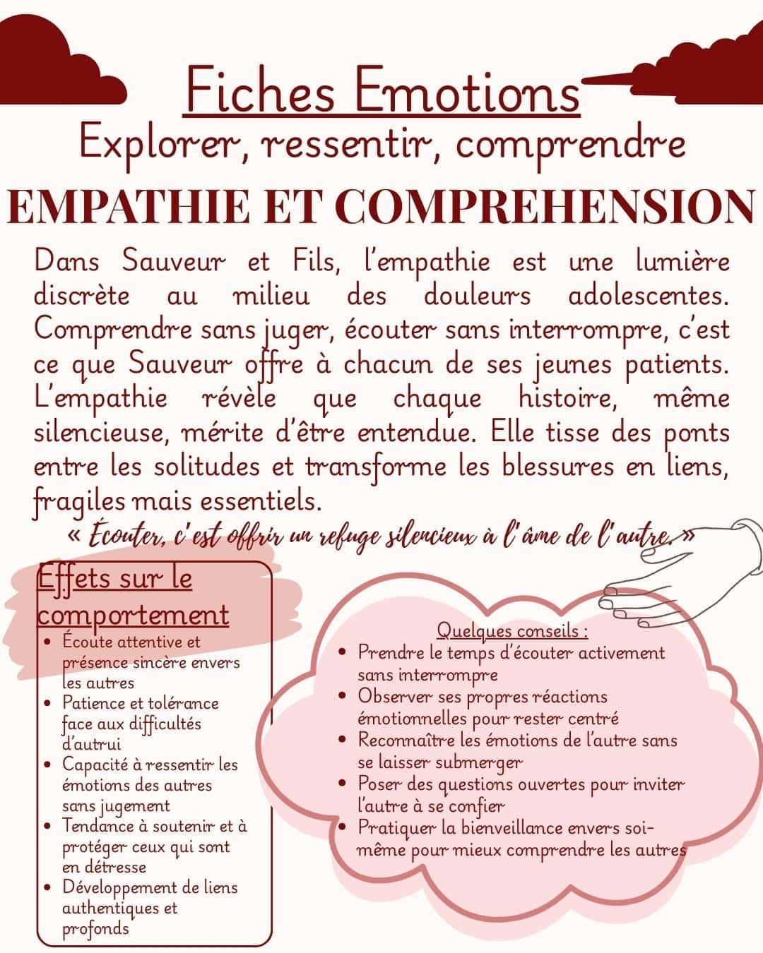 Fiche émotion Empathie et compréhension — Sauveur et Fils, Marie-Aude Murail — Maëva Paul