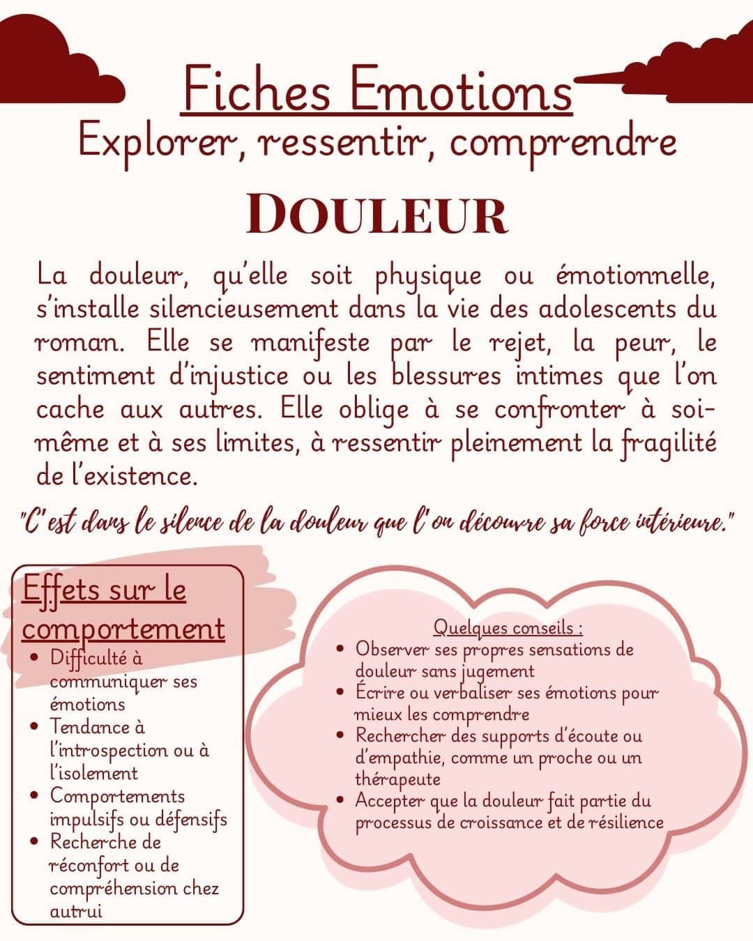 Fiche émotion Douleur — Sauveur et Fils, Marie-Aude Murail — Maëva Paul