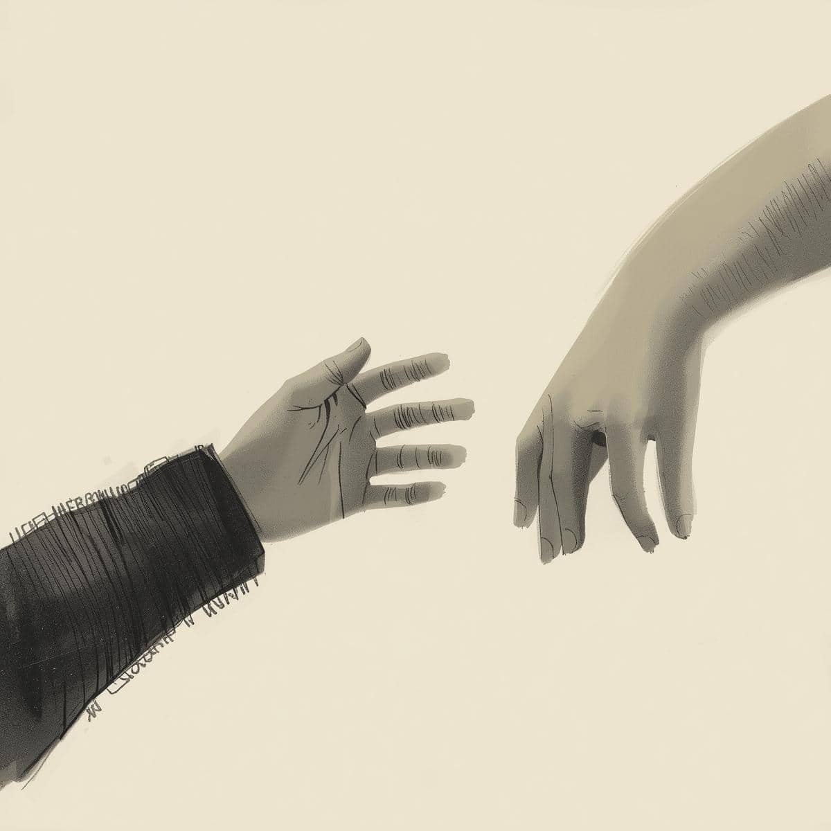 Illustration du syndrome du sauveur — mains tendues sans lien réel représentant l'épuisement émotionnel — CPU Maxime Baul — Maëva Paul