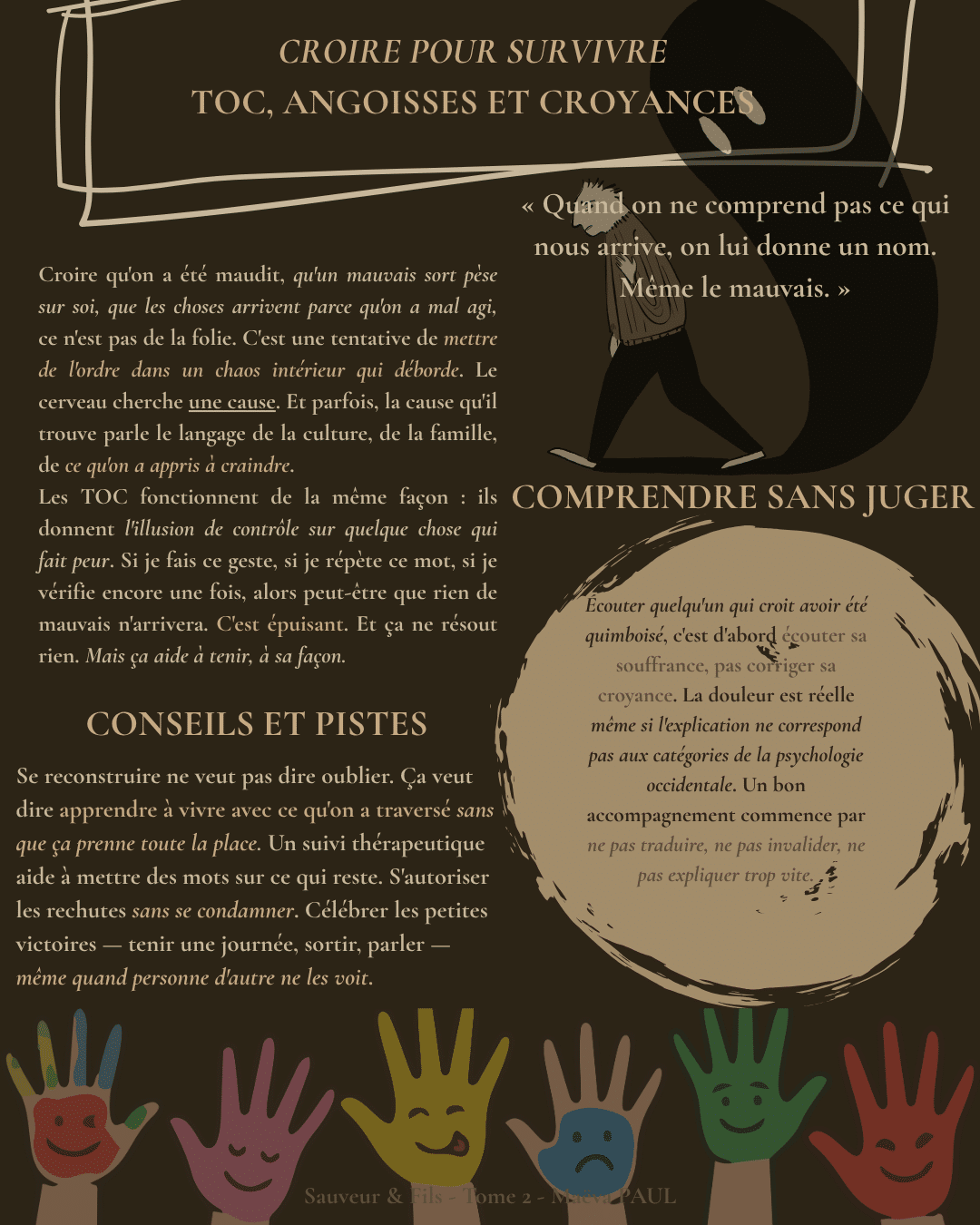 Fiche émotion Croire pour survivre — TOC, angoisse et croyance — Sauveur et Fils Tome 2, Marie-Aude Murail — Maëva Paul