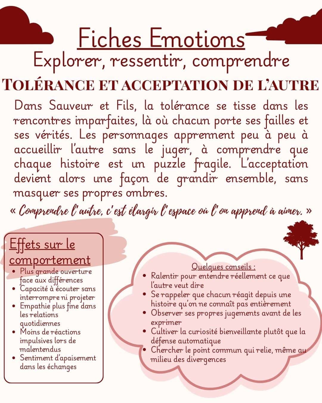 Fiche émotion Tolérance et acceptation de l'autre — Sauveur et Fils, Marie-Aude Murail — Maëva Paul