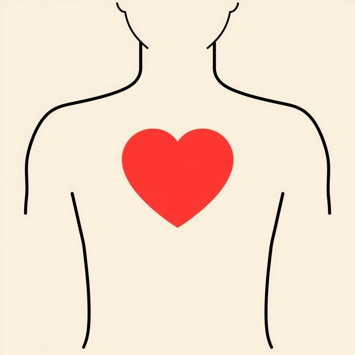 Illustration de l'amour de soi — cœur stylisé intégré dans un corps humain minimaliste — CPU Maxime Baul — Maëva Paul