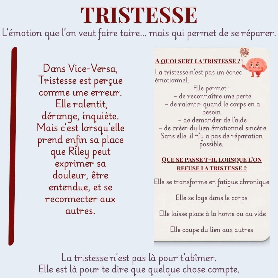 Fiche psychologique de l'émotion Tristesse dans Vice-Versa — analyse par Maëva Paul