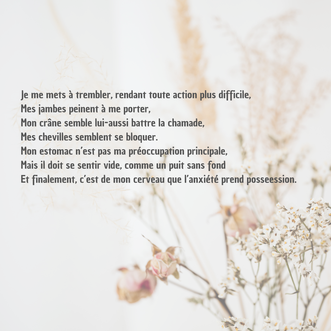 Deuxième poème sur l'anxiété écrit par Maëva Paul — exercice d'écriture thérapeutique sur les sensations corporelles