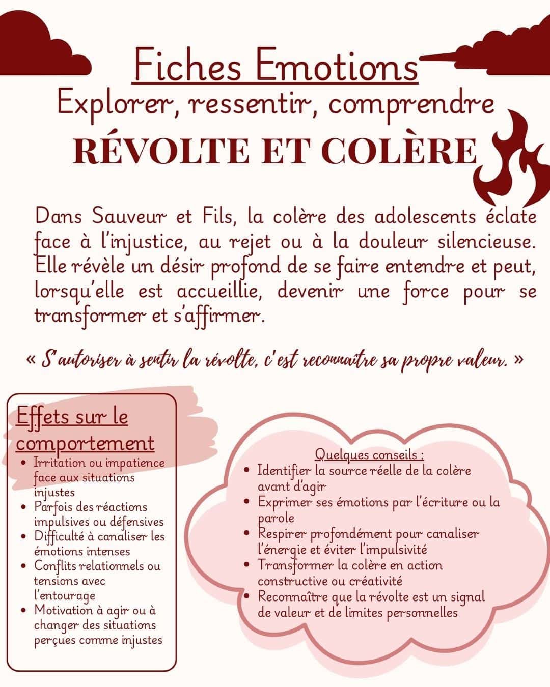 Fiche émotion Révolte et colère — Sauveur et Fils, Marie-Aude Murail — Maëva Paul