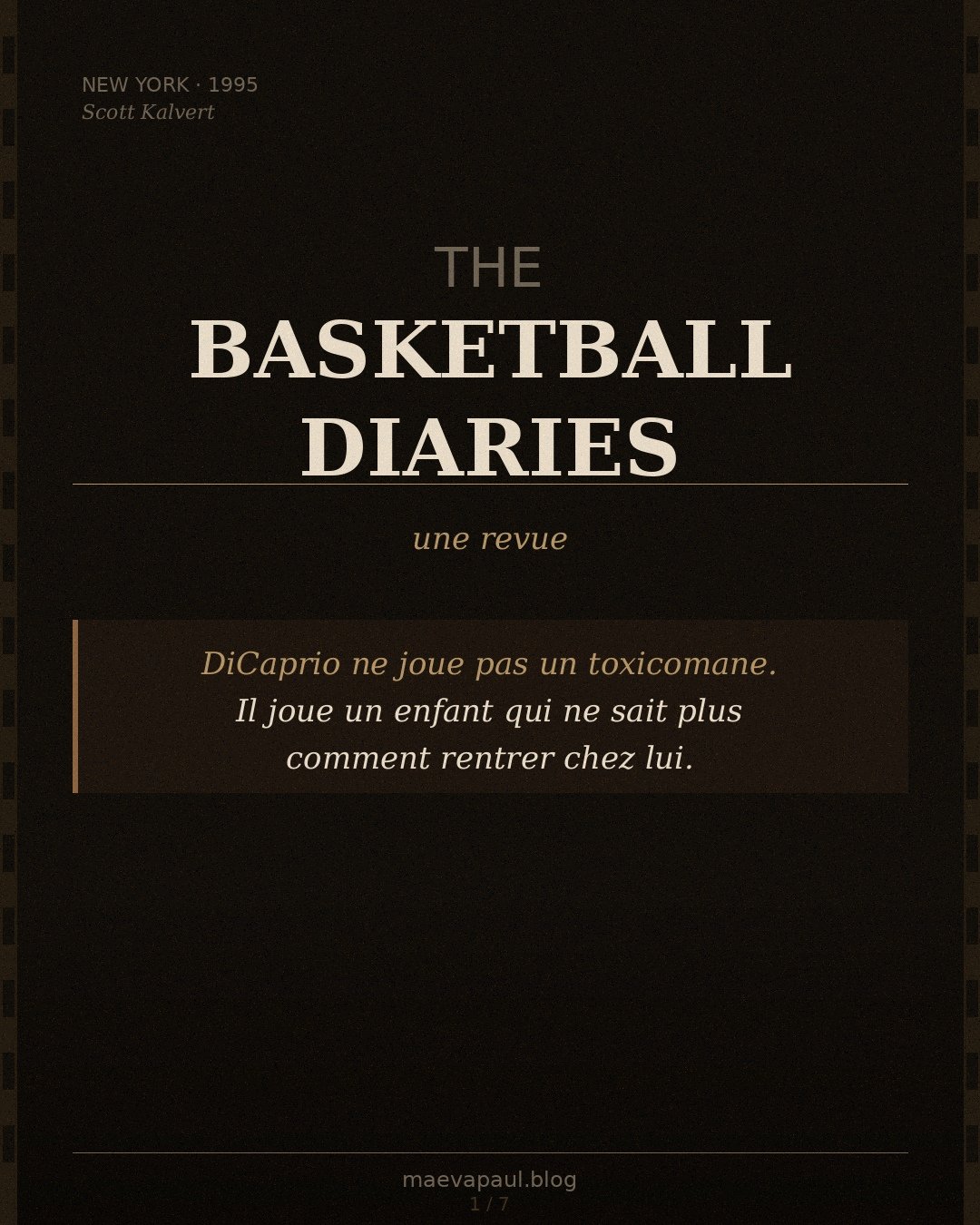 The Basketball Diaries — psychologie de l'addiction