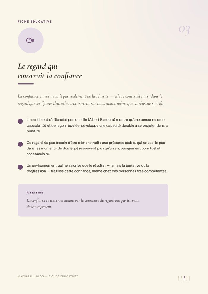 Fiche 3 — Le regard qui construit la confiance